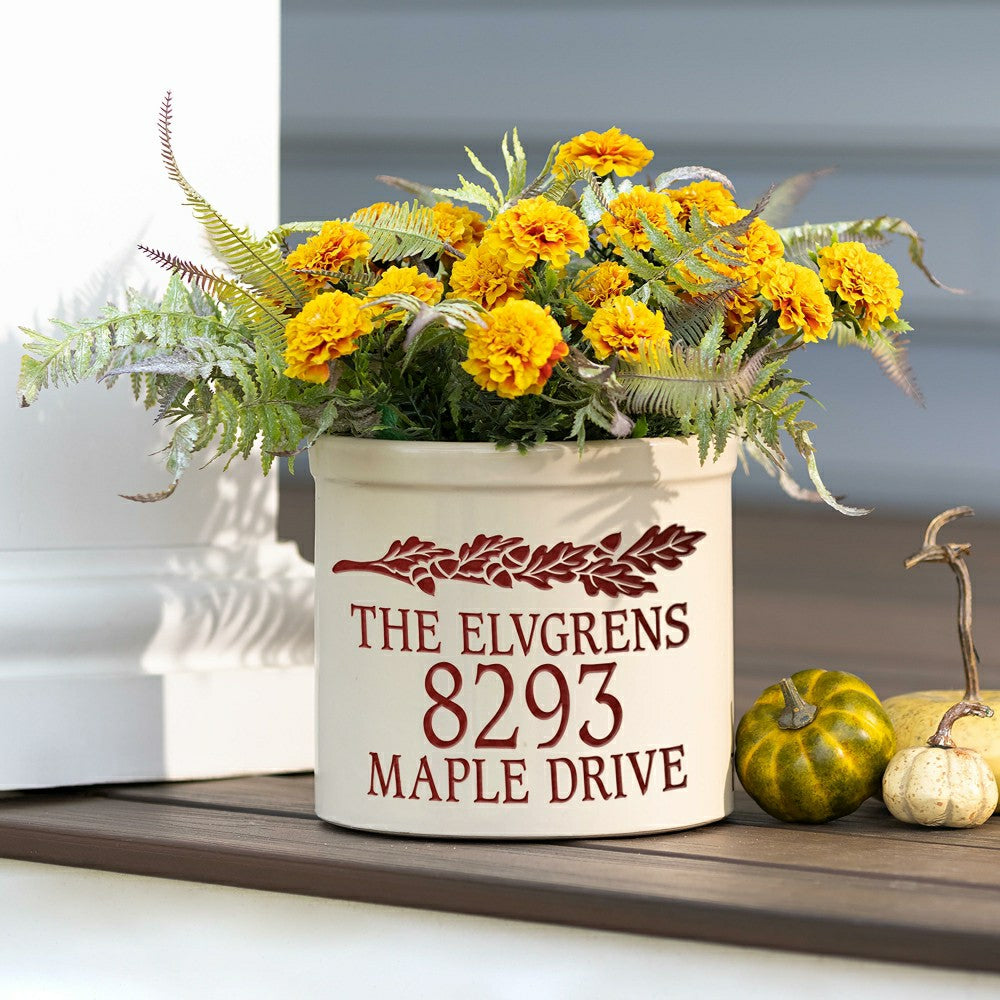 Plow & Hearth Acorn Personalized Address Crock With Name And House Number