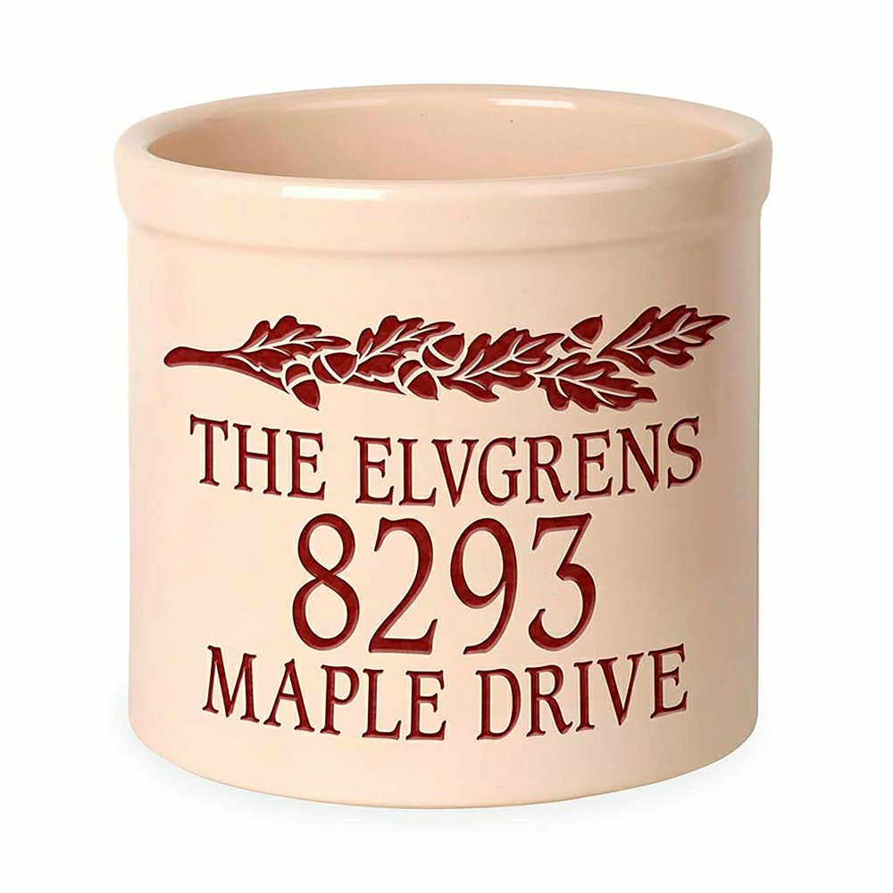 Plow & Hearth Acorn Personalized Address Crock With Name And House Number
