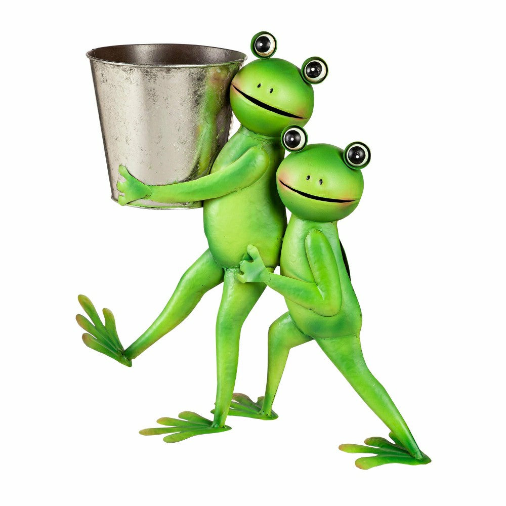 Plow & Hearth Indoor/Outdoor Metal Friendly Frogs Planter