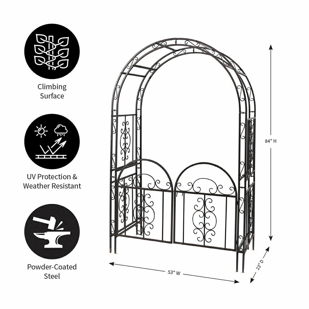 Plow & Hearth Iron Montebello Arbor with Gate
