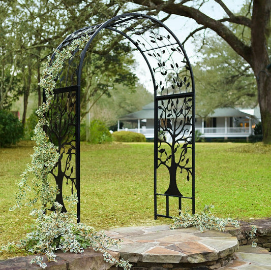 Plow & Hearth Metal Garden Arbor with Tree of Life Design