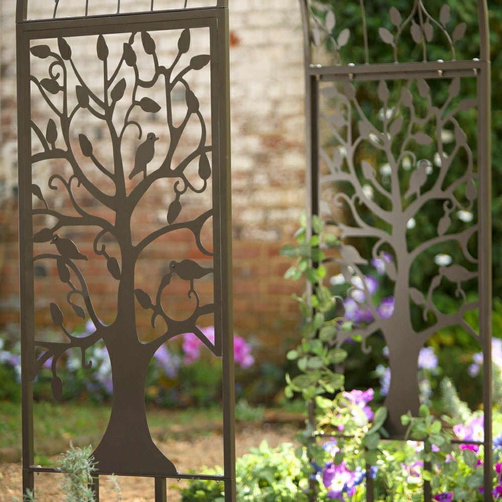 Plow & Hearth Metal Garden Arbor with Tree of Life Design