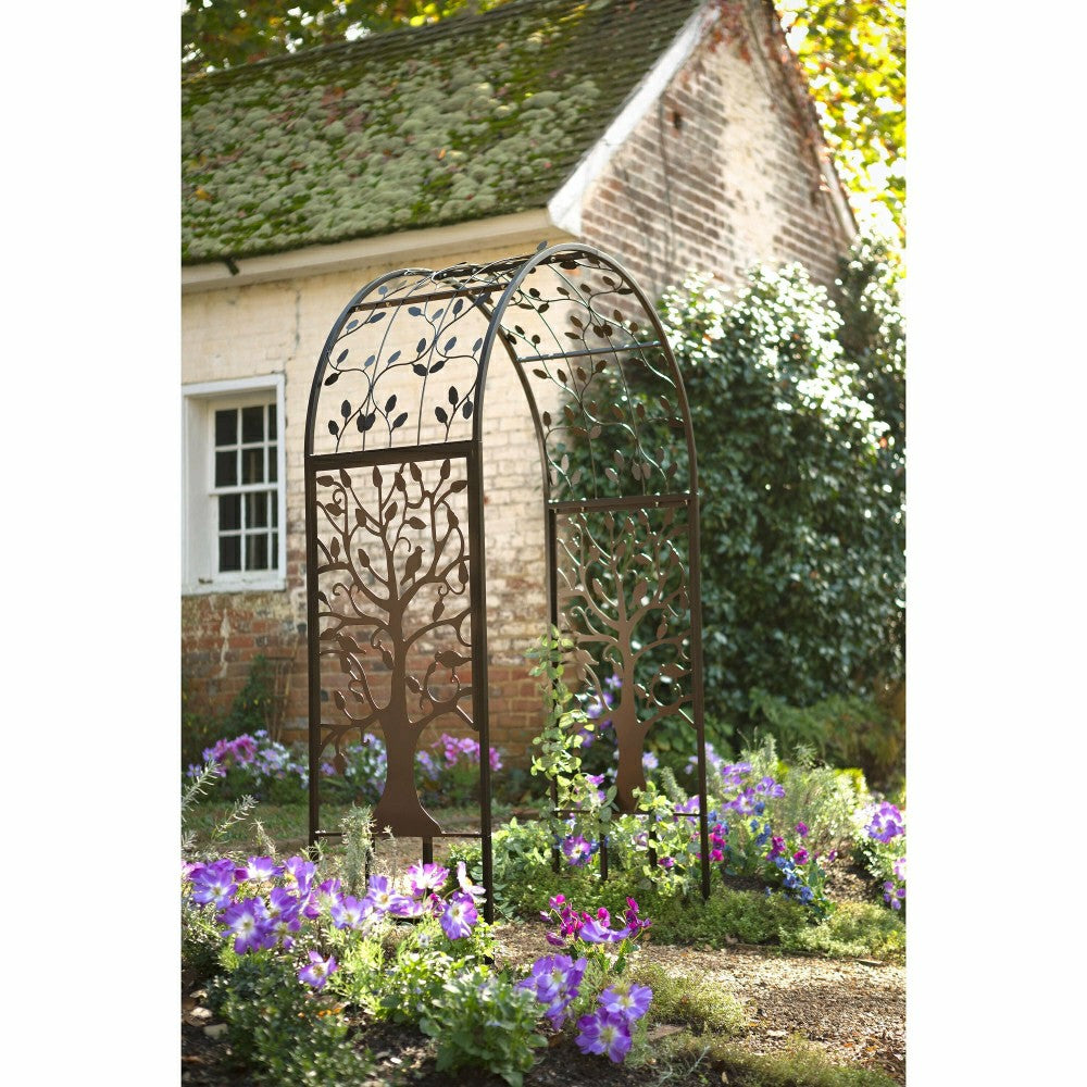 Plow & Hearth Metal Garden Arbor with Tree of Life Design