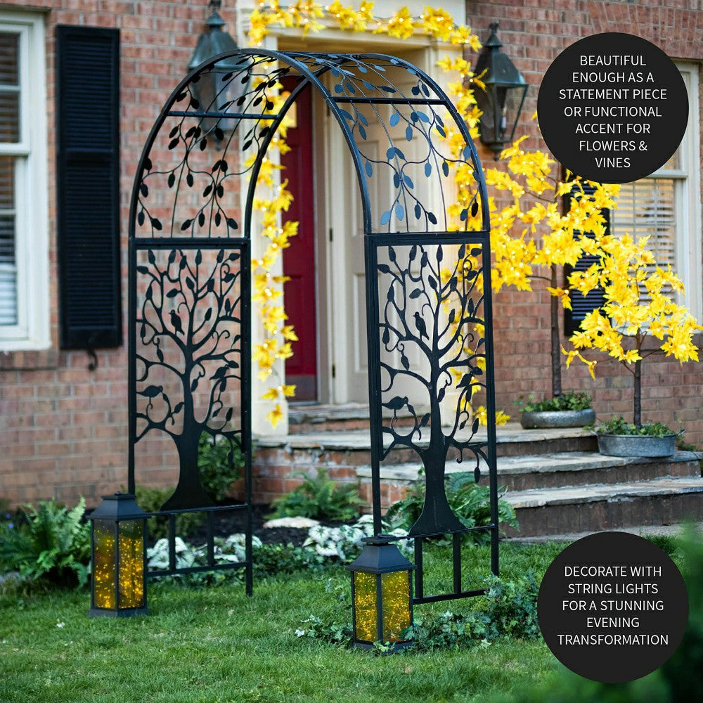 Plow & Hearth Metal Garden Arbor with Tree of Life Design