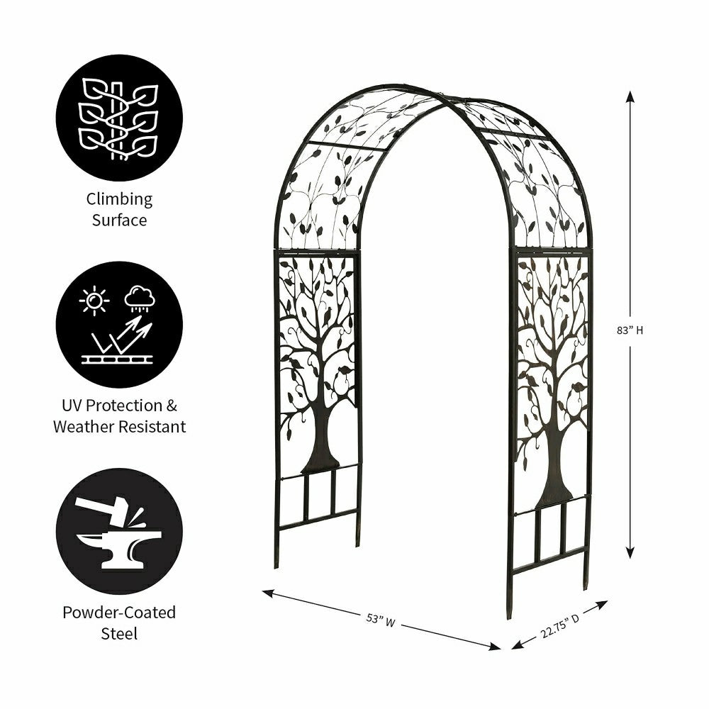 Plow & Hearth Metal Garden Arbor with Tree of Life Design