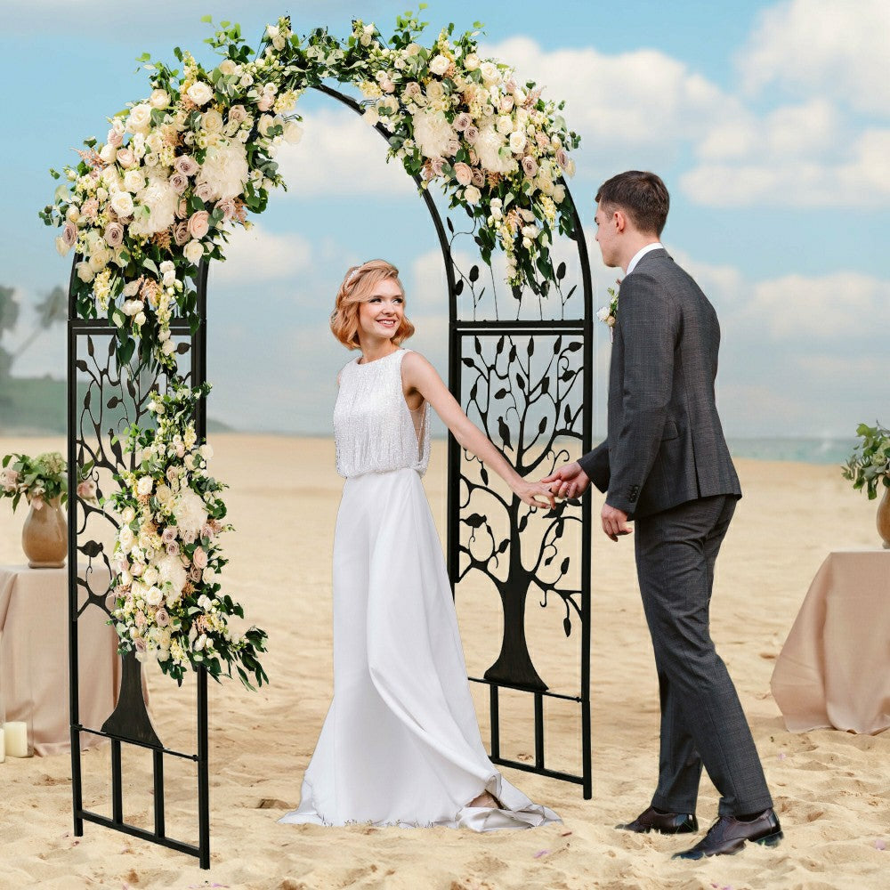 Plow & Hearth Metal Garden Arbor with Tree of Life Design