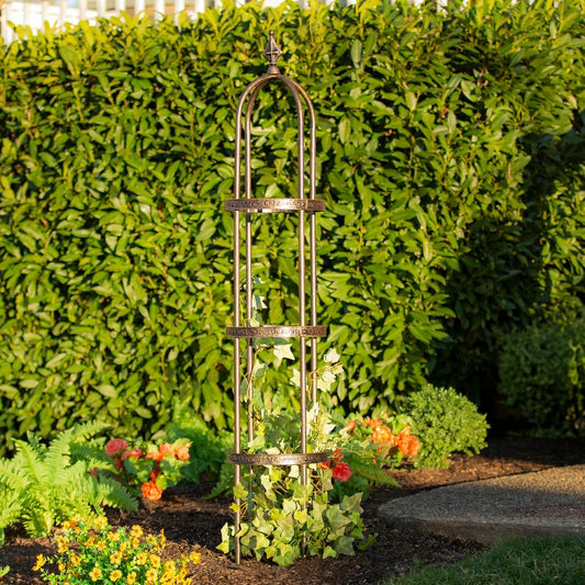 Plow & Hearth 7' Powder-Coated Steel Garden Obelisk, Bronze
