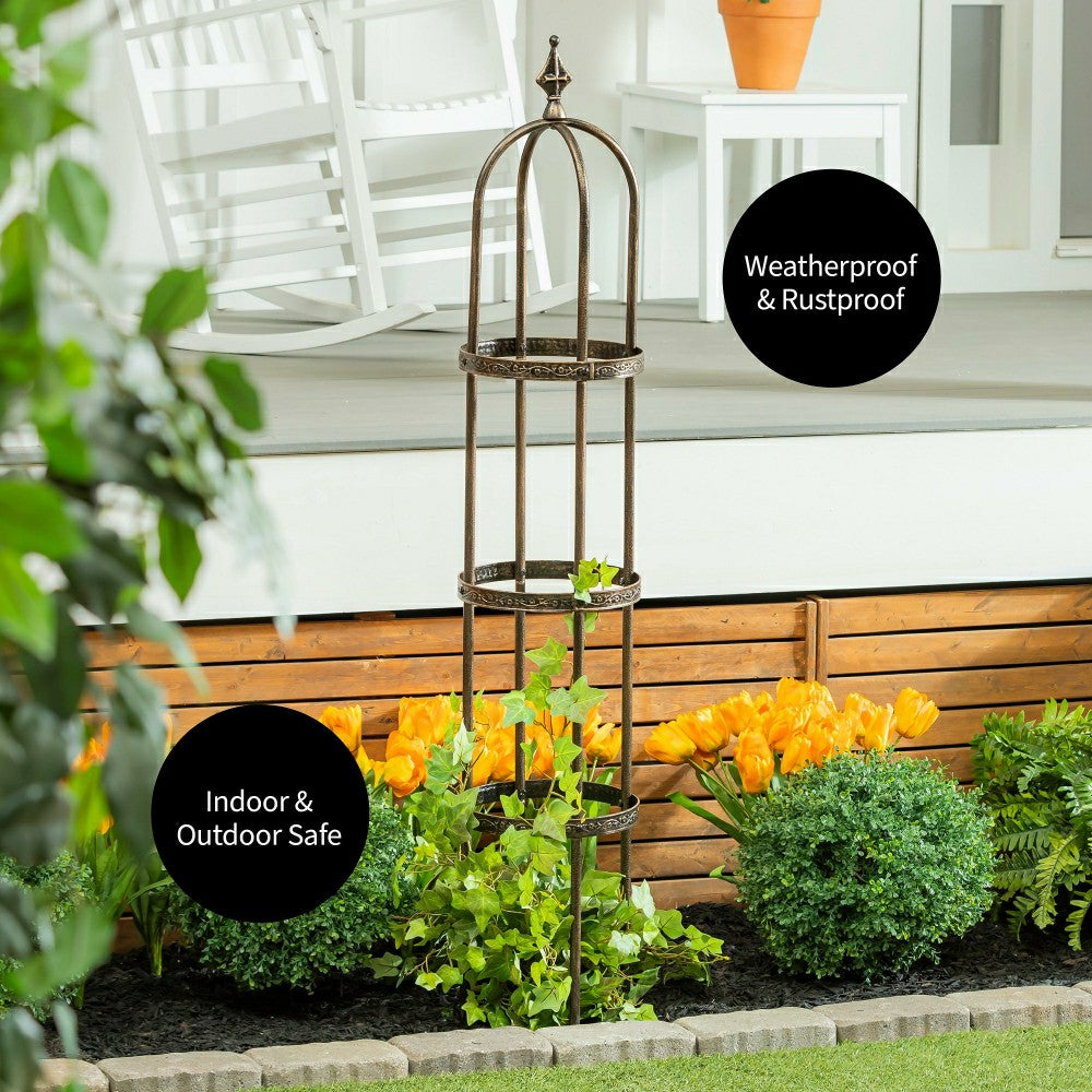 Plow & Hearth 7' Powder-Coated Steel Garden Obelisk, Bronze
