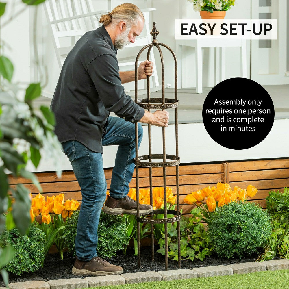 Plow & Hearth 7' Powder-Coated Steel Garden Obelisk, Bronze