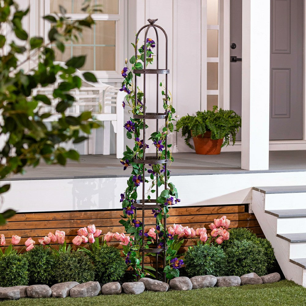 Plow & Hearth 7' Powder-Coated Steel Garden Obelisk, Bronze