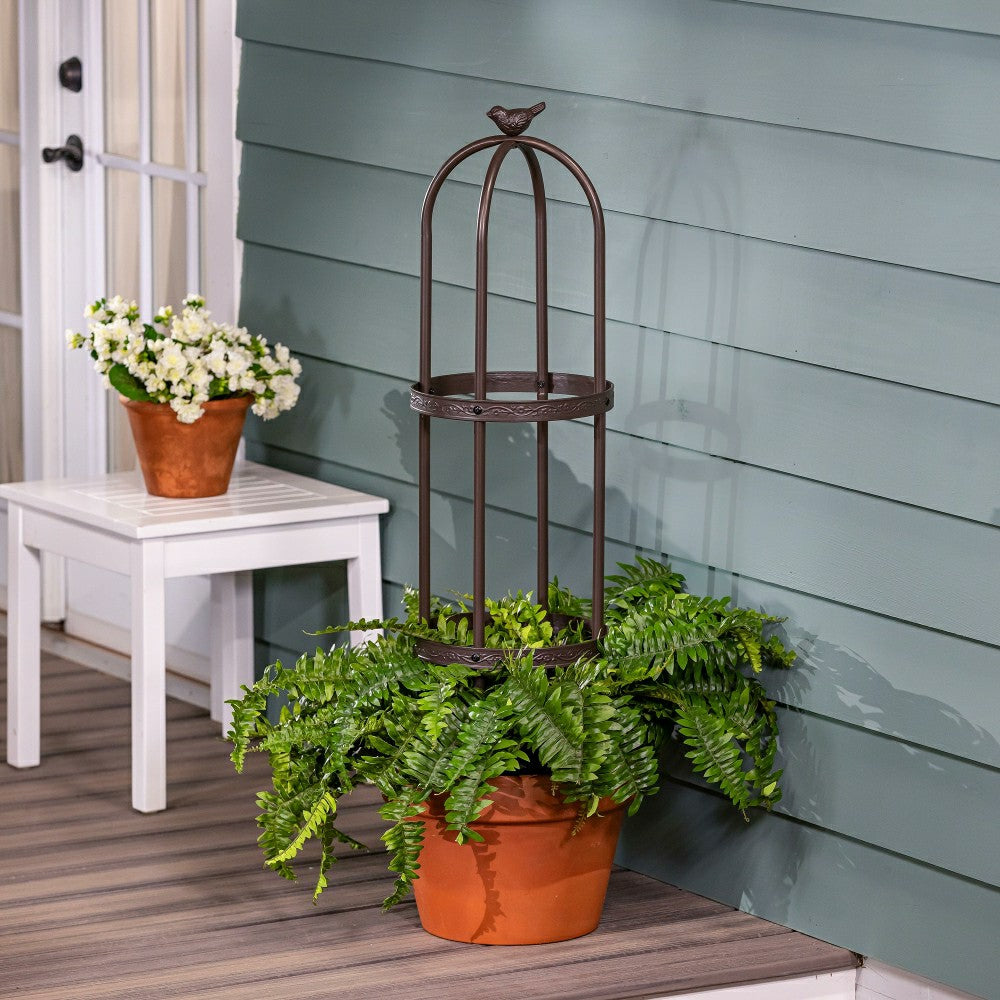 Plow & Hearth 7' Powder-Coated Steel Garden Obelisk, Bronze