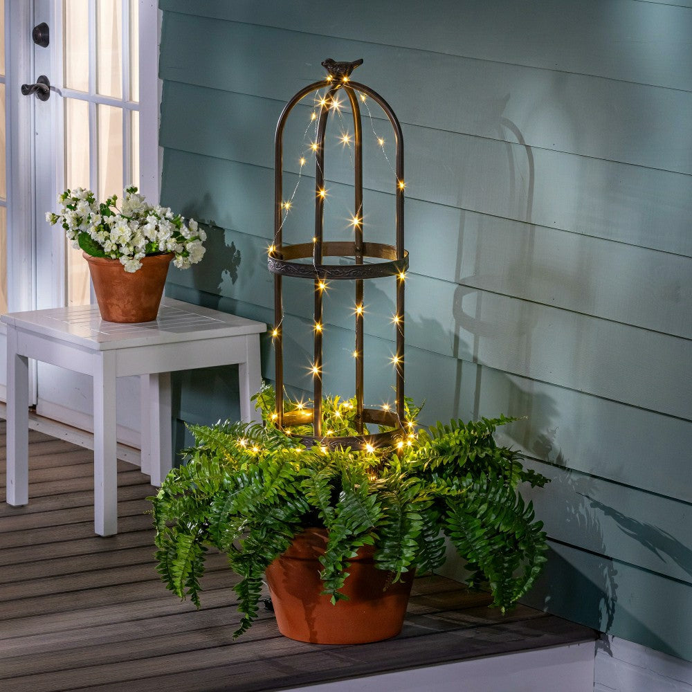 Plow & Hearth 7' Powder-Coated Steel Garden Obelisk, Bronze