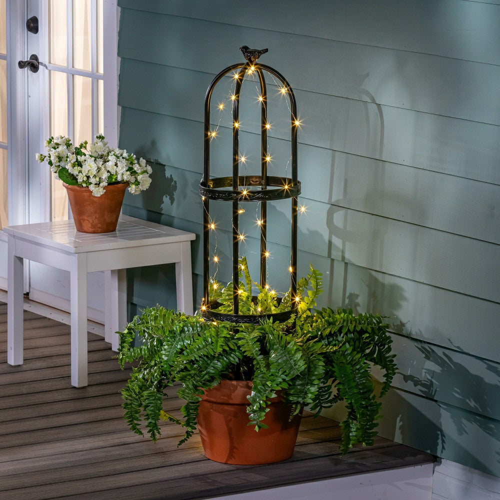 Plow & Hearth 7' Powder-Coated Steel Garden Obelisk, Black