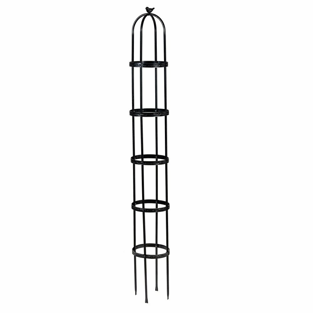 Plow & Hearth 7' Powder-Coated Steel Garden Obelisk, Black