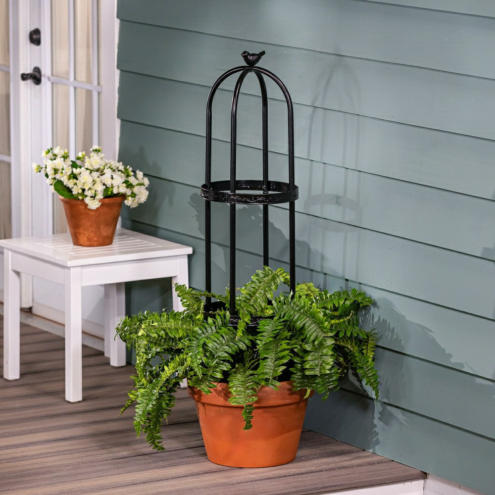 Plow & Hearth 7' Powder-Coated Steel Garden Obelisk, Black