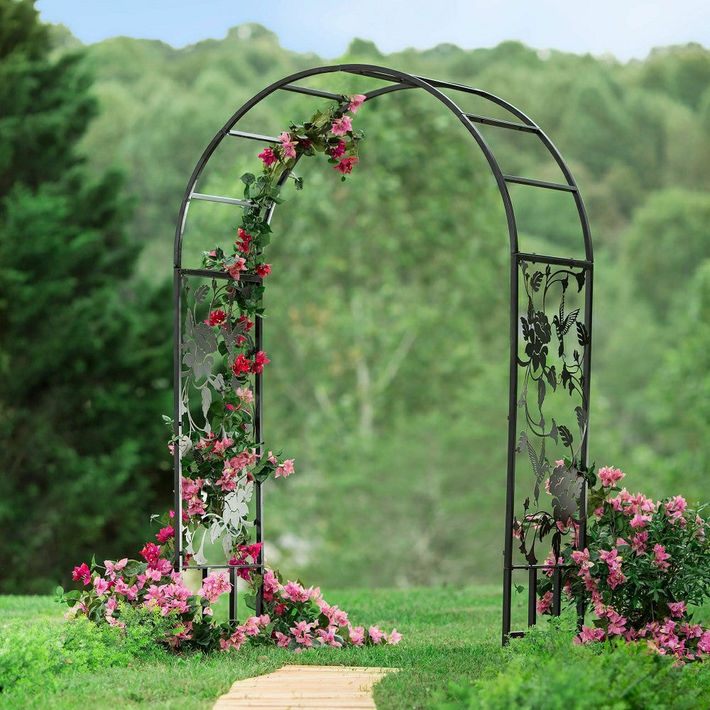Plow & Hearth Metal Arched Hummingbird Garden Arbor