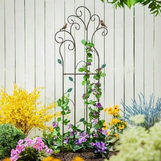 Plow & Hearth Metal Birds and Scrolls Garden Trellis