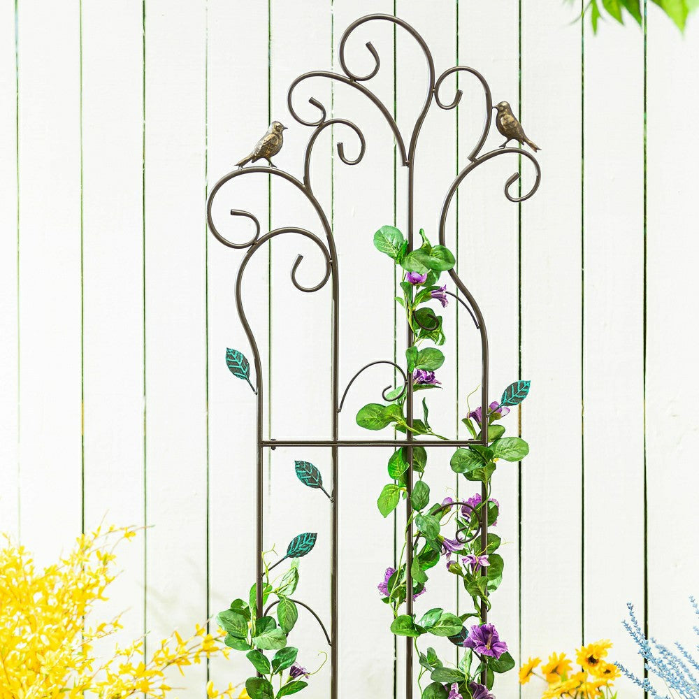 Plow & Hearth Metal Birds and Scrolls Garden Trellis