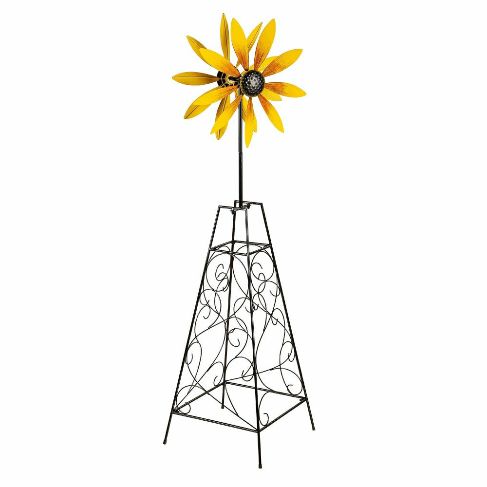 Plow & Hearth Wind Spinner Trellis: Yellow Flower