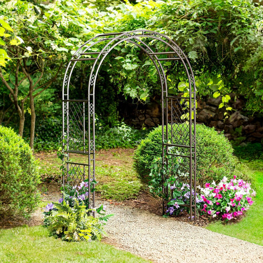 Plow & Hearth Metal Garden Arbor With Lattice Pattern