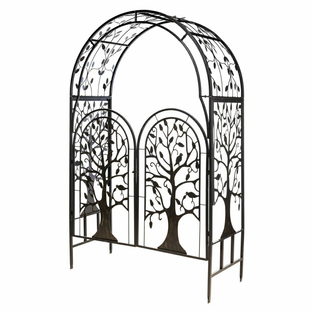 Plow & Hearth Metal Tree of Life Arched Garden Arbor with Gate