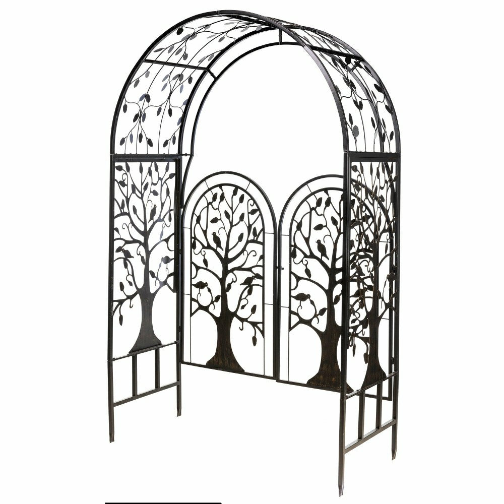 Plow & Hearth Metal Tree of Life Arched Garden Arbor with Gate