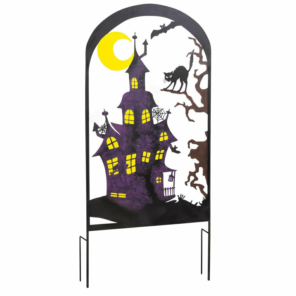 Plow & Hearth Metal Halloween Trellises In Witch And Haunted House Designs
