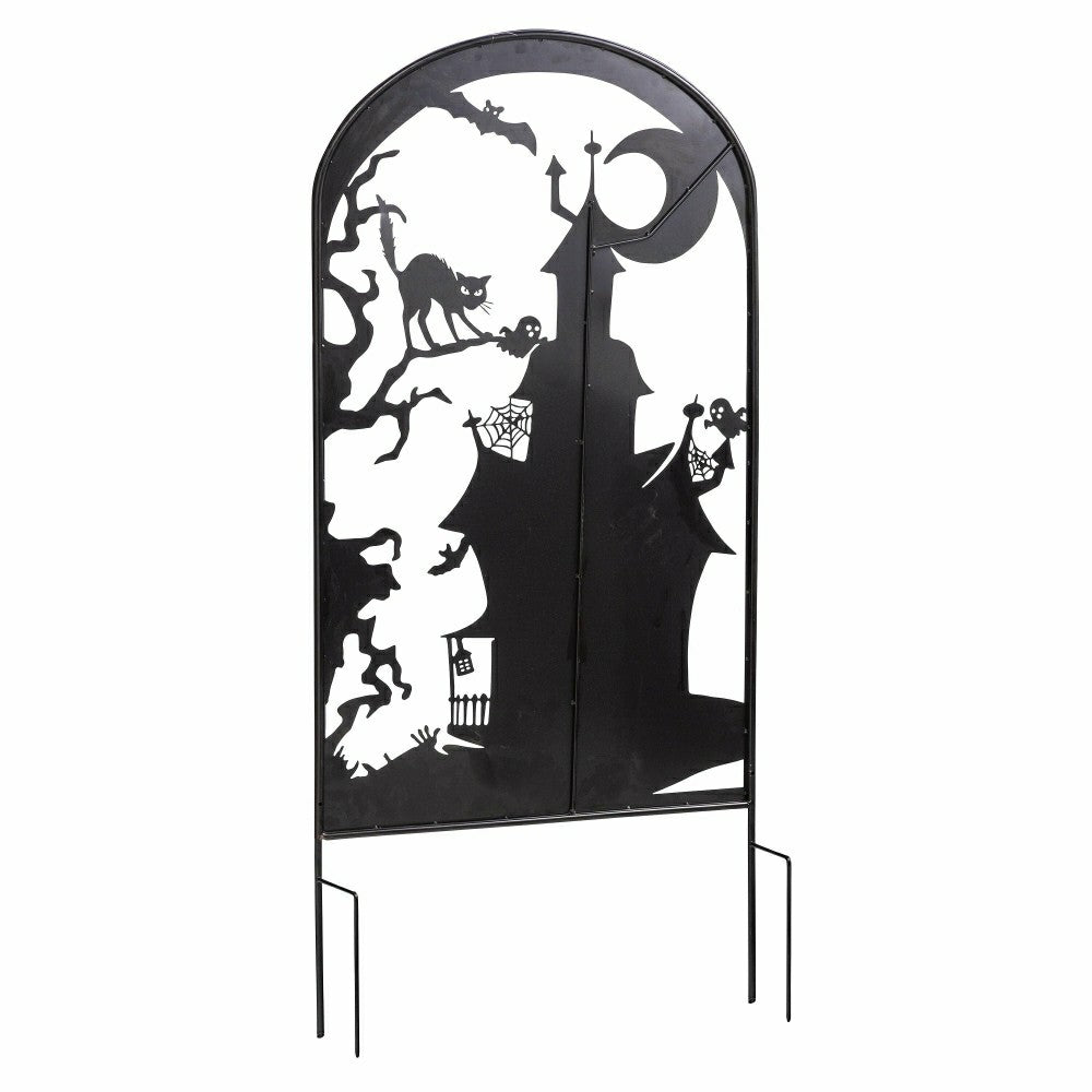 Plow & Hearth Metal Halloween Trellises In Witch And Haunted House Designs