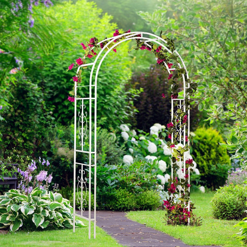 Plow & Hearth White Montebello Slimline Garden Arbor