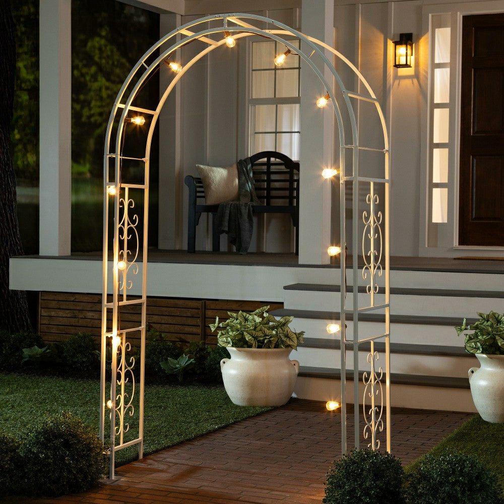 Plow & Hearth White Montebello Slimline Garden Arbor