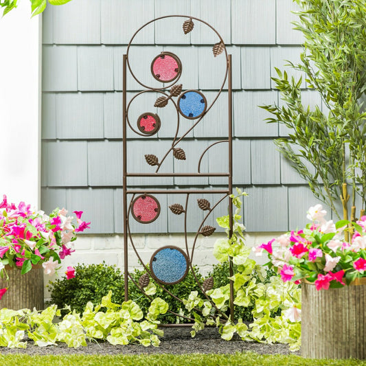 Plow & Hearth Metal Trellis with Glass Accents
