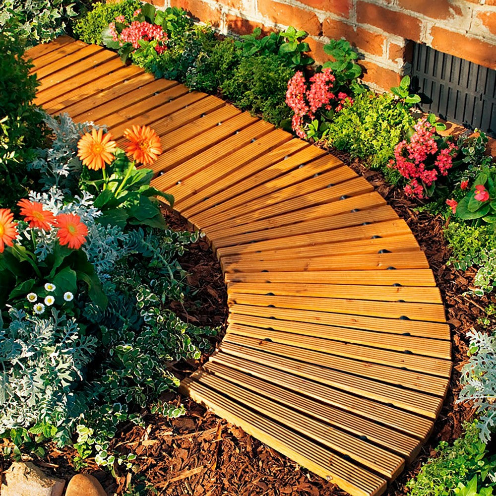Plow & Hearth Portable Wooden Curved Pathway