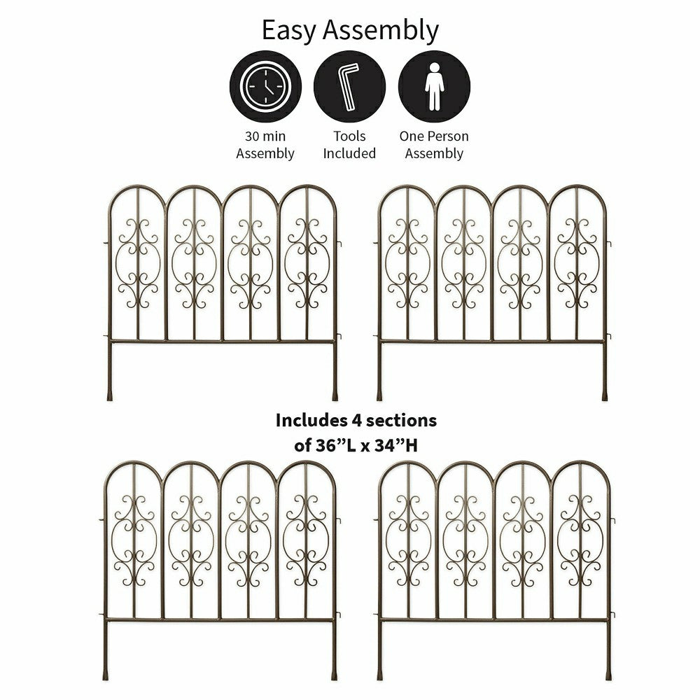 Plow & Hearth Iron Garden Fencing 4-Piece Set