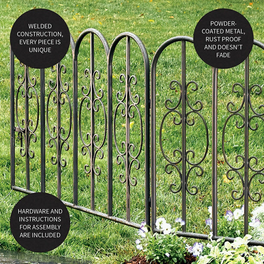 Plow & Hearth Montebello Iron Garden Fencing, Set of 2