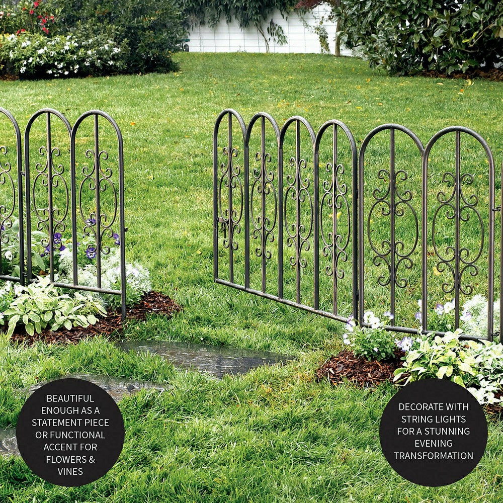 Plow & Hearth Montebello Iron Garden Fencing, Set of 2