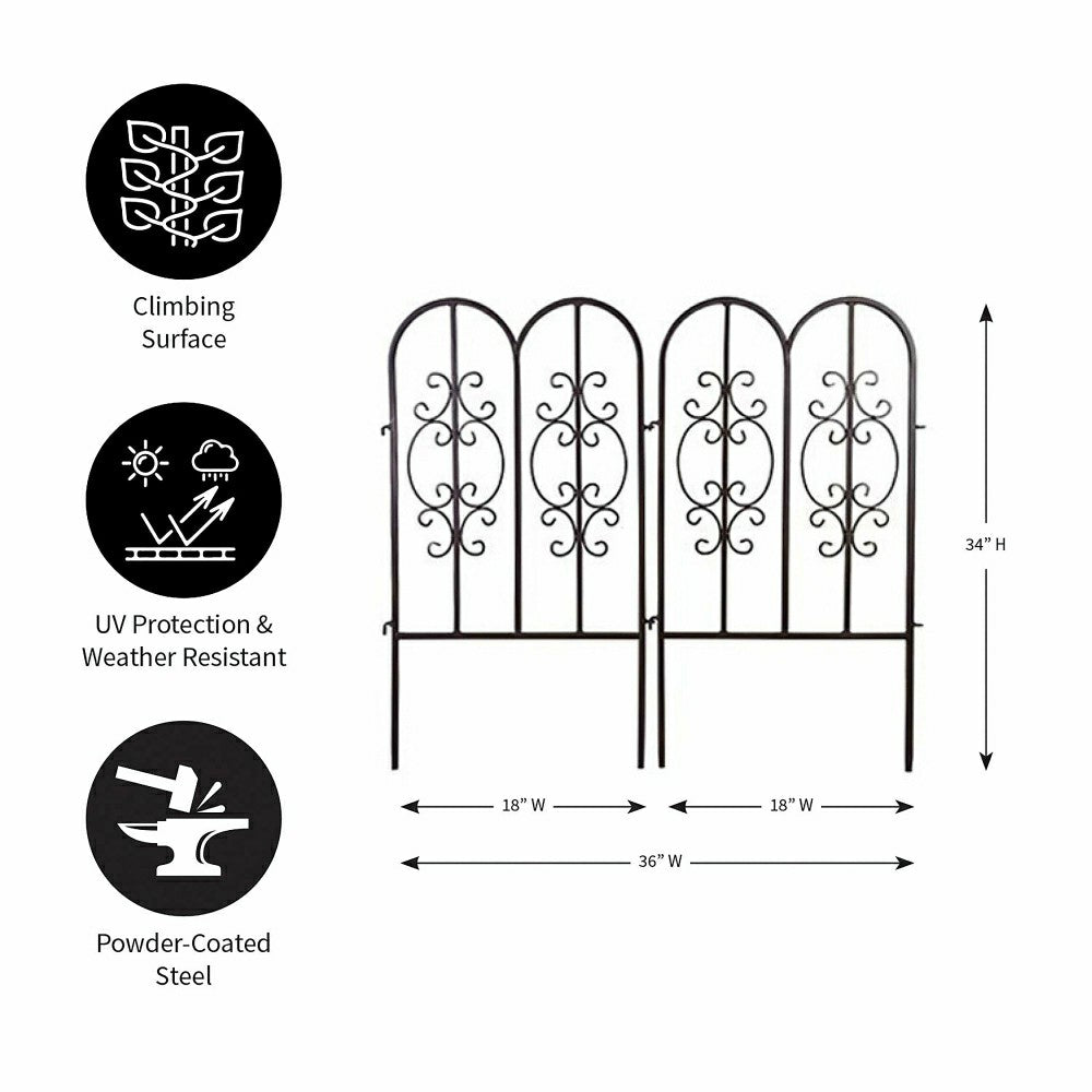 Plow & Hearth Montebello Iron Garden Fencing, Set of 2