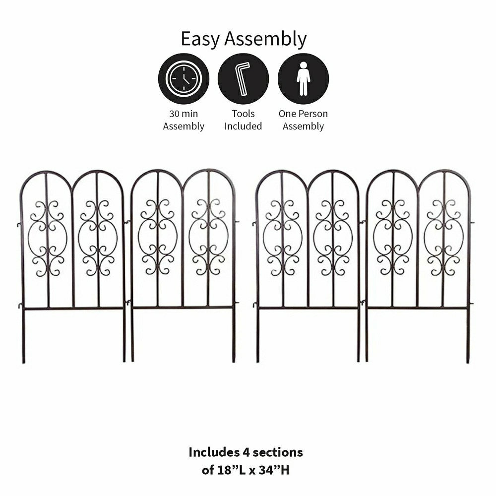 Plow & Hearth Montebello Iron Garden Fencing, Set of 2