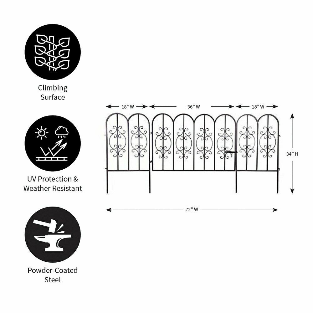 Plow & Hearth Montebello Iron Garden Fencing with Gate