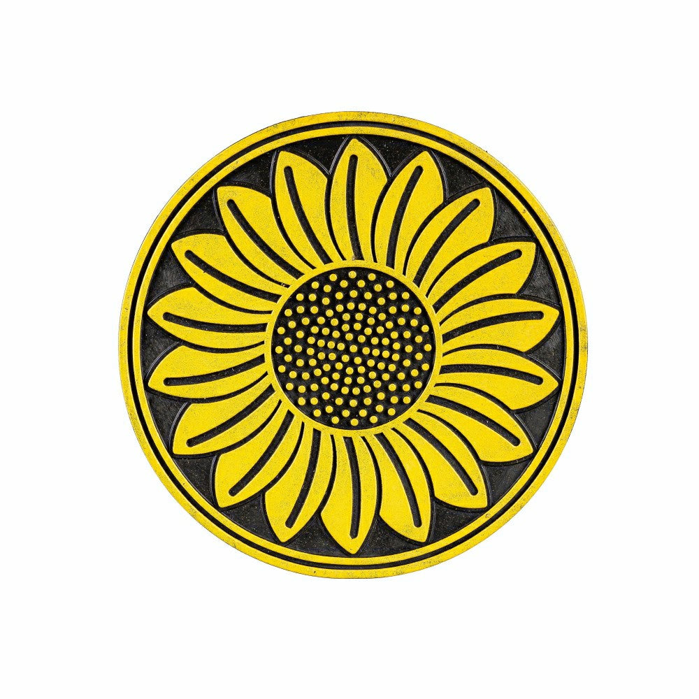 Plow & Hearth Recycled Rubber Sunflower Stepping Stones, Set of 3