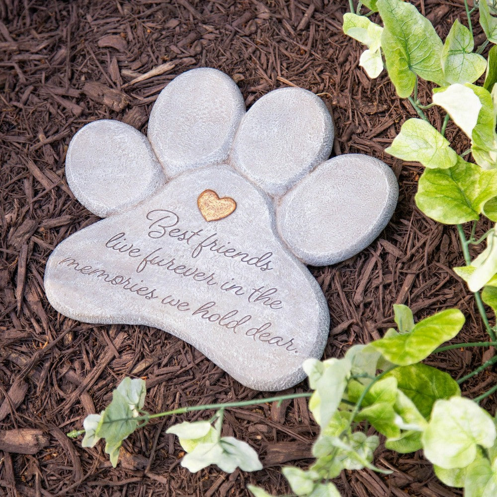 Plow & Hearth Pet Memorial Garden Stone, Best Friends Live Forever, 11"