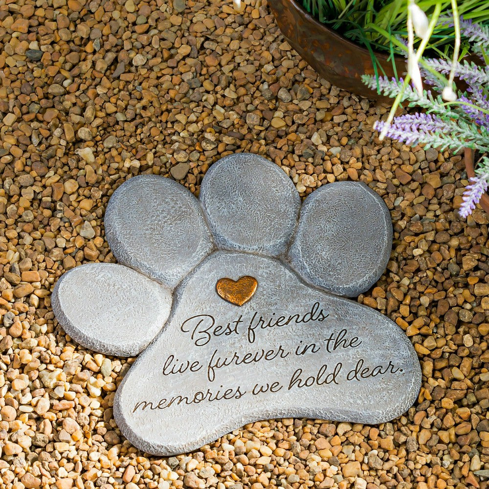 Plow & Hearth Pet Memorial Garden Stone, Best Friends Live Forever, 11"