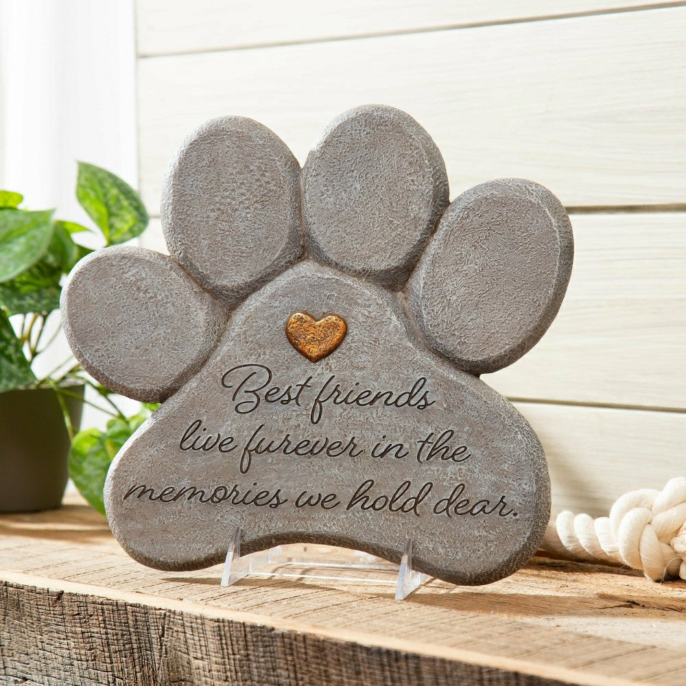 Plow & Hearth Pet Memorial Garden Stone, Best Friends Live Forever, 11"