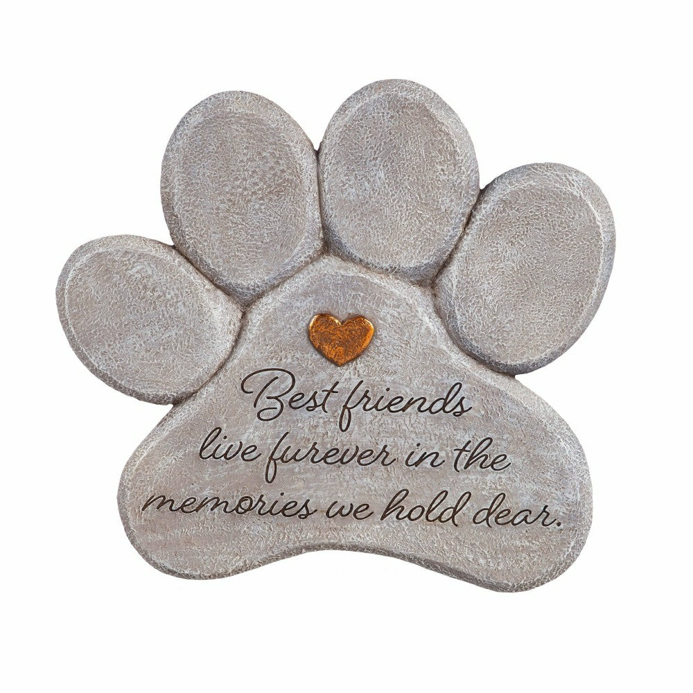 Plow & Hearth Pet Memorial Garden Stone, Best Friends Live Forever, 11"
