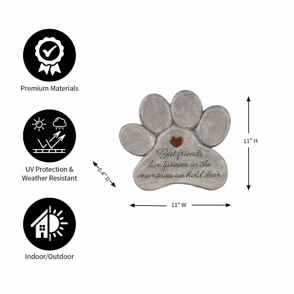 Plow & Hearth Pet Memorial Garden Stone, Best Friends Live Forever, 11"