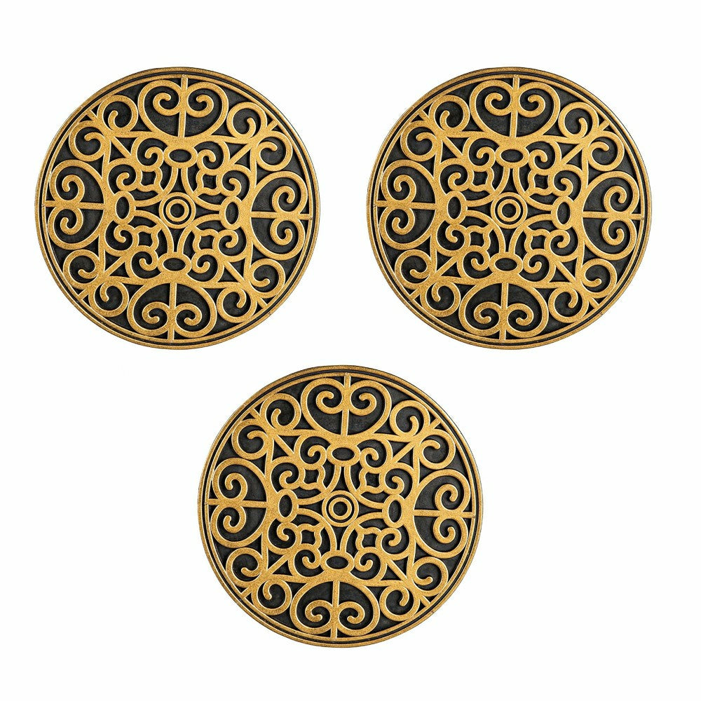 Plow & Hearth Recycled Rubber Stepping Stones, Set of 3 - Golden Medallion