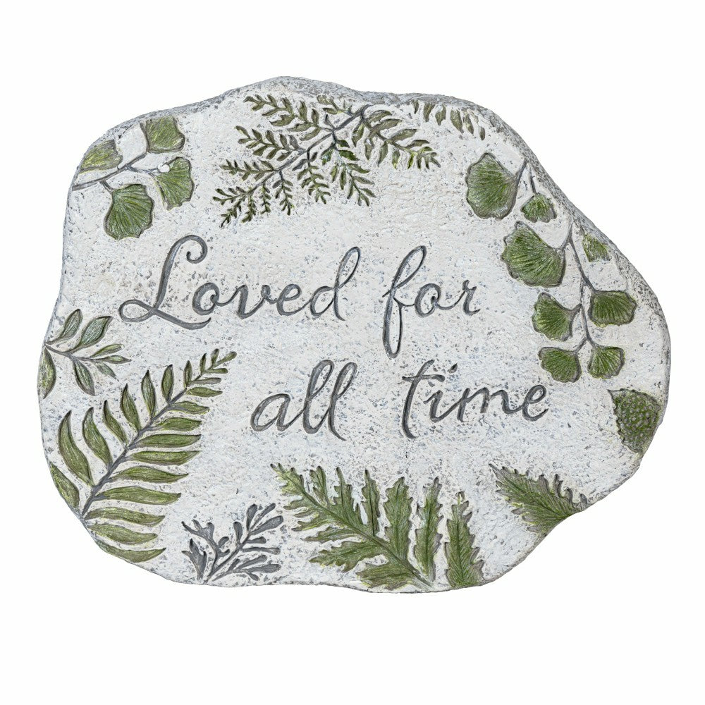 Plow & Hearth Memorial Garden & Memorial Stone, Loved for All Time Cement Fern Garde