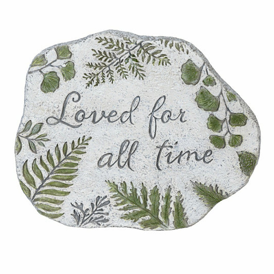 Plow & Hearth Memorial Garden & Memorial Stone, Loved for All Time Cement Fern Garde
