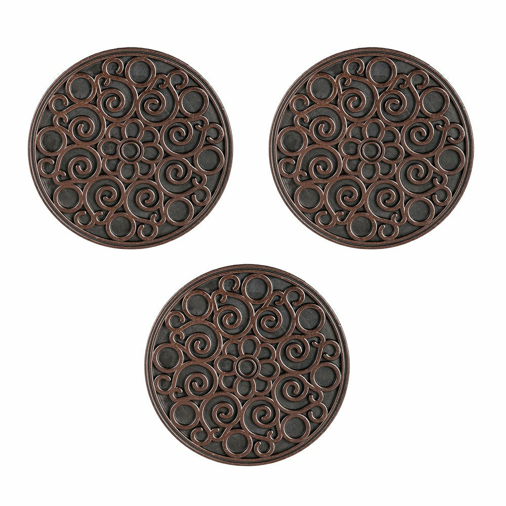 Plow & Hearth Recycled Rubber Stepping Stones, Set of 3 - Copper Flower Swirl