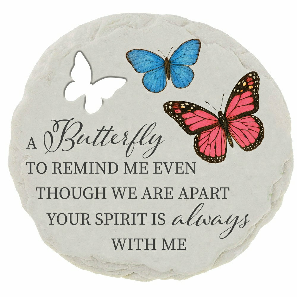 Plow & Hearth Memorial Garden Stone, Cut Out Round Butterfly