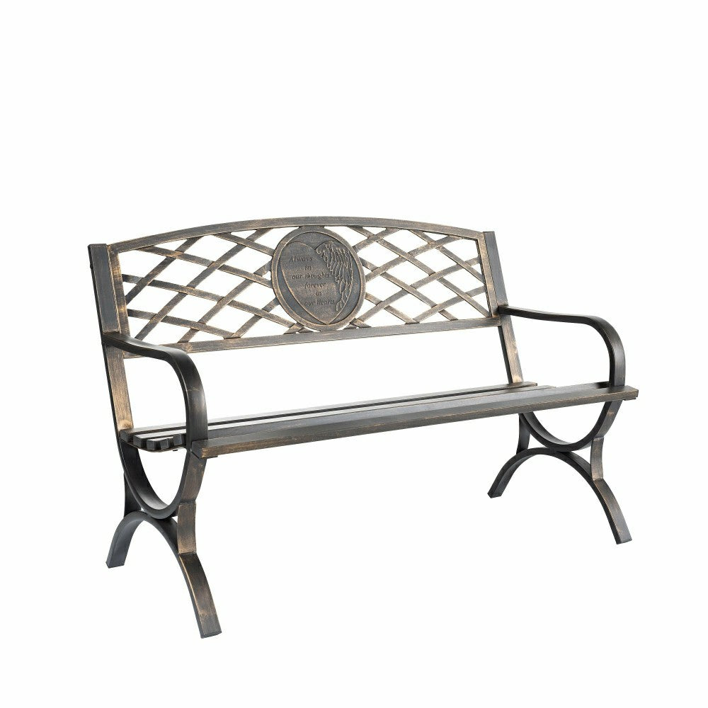 Plow & Hearth Thoughts & Hearts Memorial Metal Garden Bench